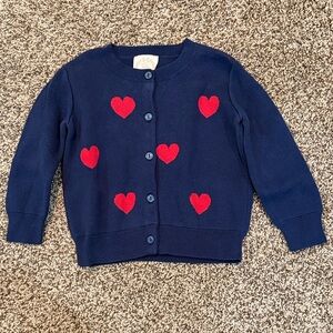 TBBC Izzy’s Intarsia Cardigan - Navy with Red Heart Design 3T